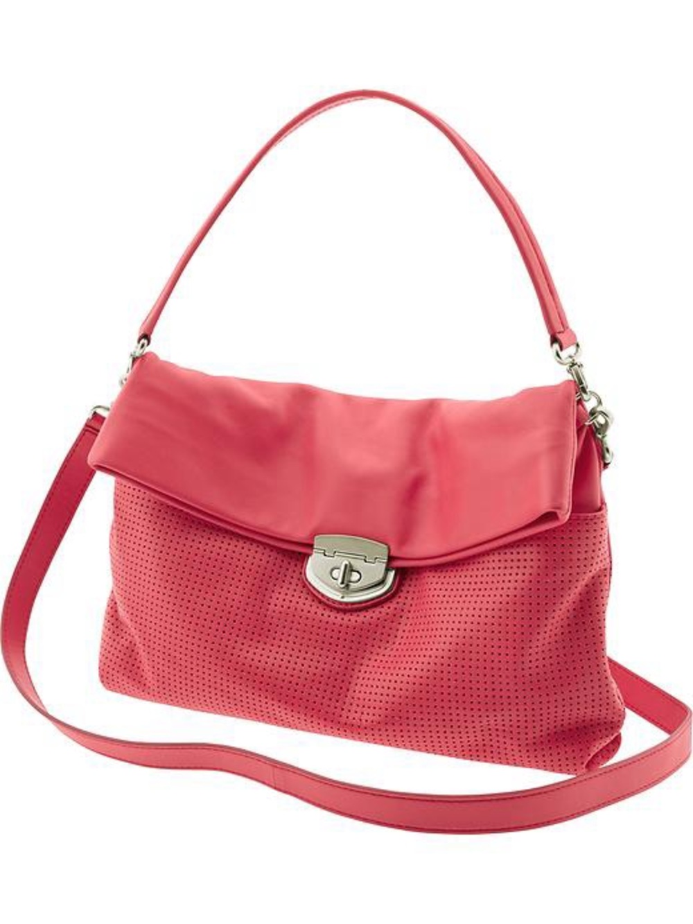 Banana Republic Bright Coral Perforated Fold-Over Gia Convertible Crossbody Bag